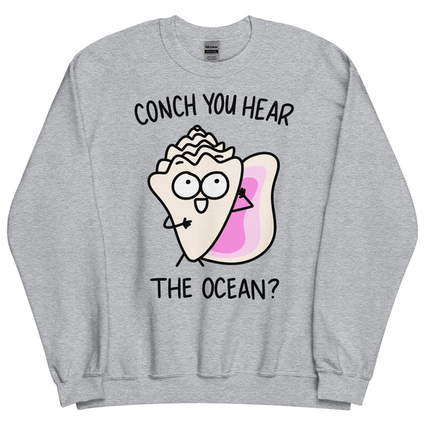 Cute beach sweatshirt for ocean lover, fun conch shell shirt