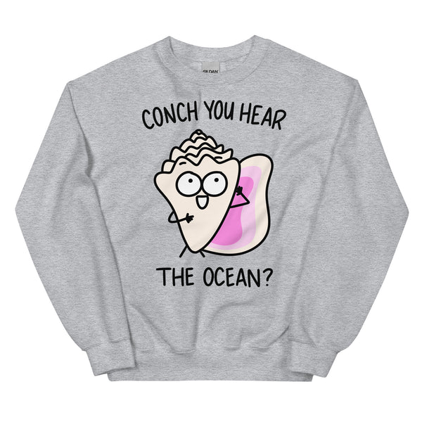 Cute beach sweatshirt for ocean lover, fun conch shell shirt