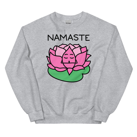 Cute Namaste Sweatshirt, Cartoon Lotus Shirt