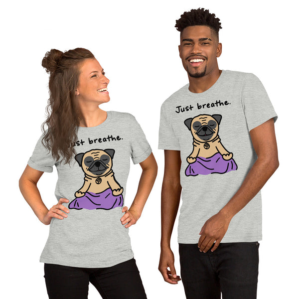 Find your inner calm with this adorable Just Breathe Pug T-Shirt! Perfect for pug lovers, yoga enthusiasts, and anyone who enjoys a little humor with their mindfulness practice. Featuring a cute pug in a peaceful sitting yoga pose, this shirt is both fun and relaxing. Whether you’re hitting the yoga studio or simply lounging at home, this tee is a great reminder to pause, breathe, and enjoy life—just like your favorite furry friend!