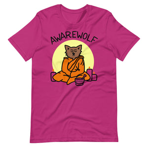 Awarewolf meditation and yoga tshirt