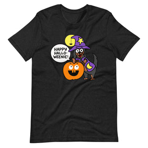 Cute Happy Halloweenie with Doxie Unisex t-shirt