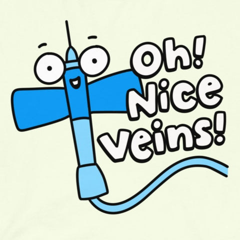 Funny Phlebotomist T-Shirt, "Nice veins!" graphic tee, butterfly needle shirt, cute nursing tshirt