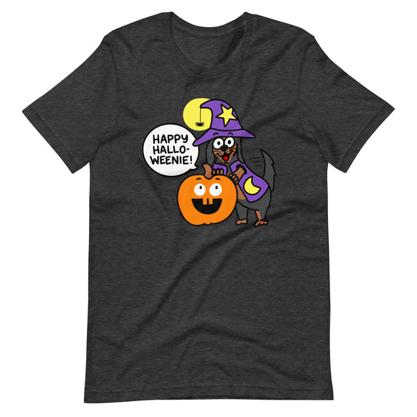 Cute Happy Halloweenie with Doxie Unisex t-shirt