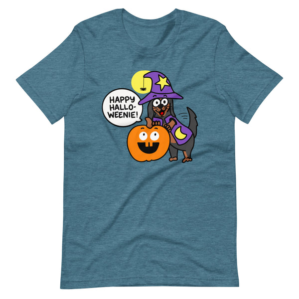 Cute Happy Halloweenie with Doxie Unisex t-shirt