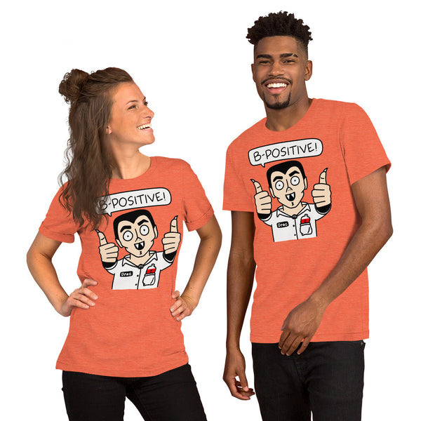 B-Positive! Funny Halloween Shirt with Dracula giving the thumbs up! Unisex t-shirt