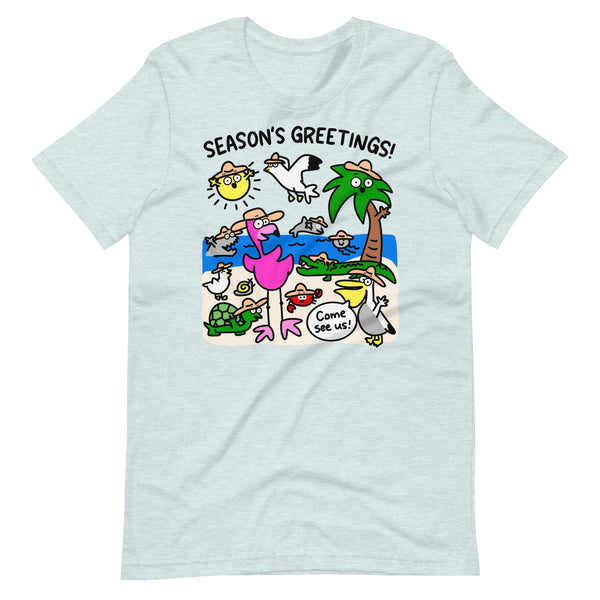 Cute beach t shirt, "Season's greetings!" summer beach shirt