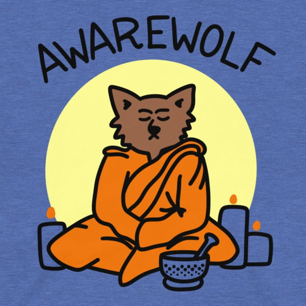 Awarewolf meditation and yoga tshirt