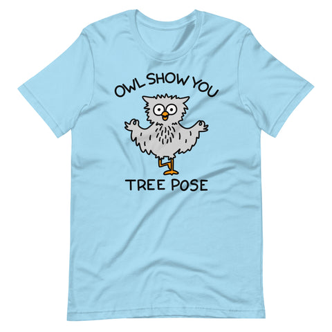 Cute yoga t shirt Owl show you tree pose shirt unisex