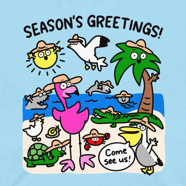 Cute beach t shirt, "Season's greetings!" summer beach shirt