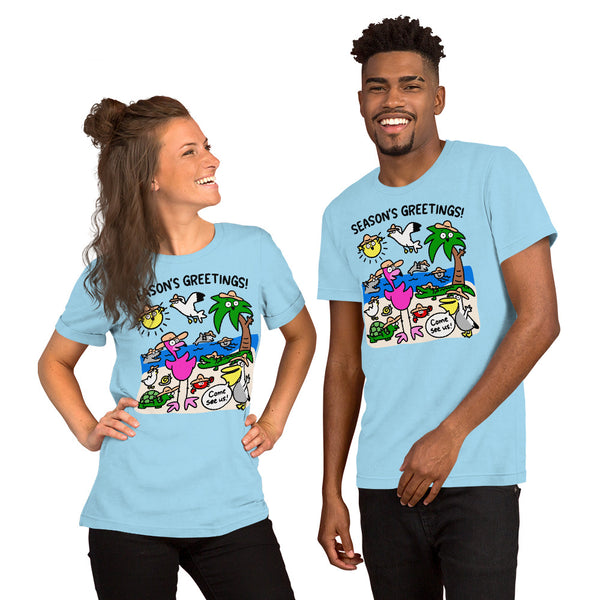 Cute beach t shirt, "Season's greetings!" summer beach shirt