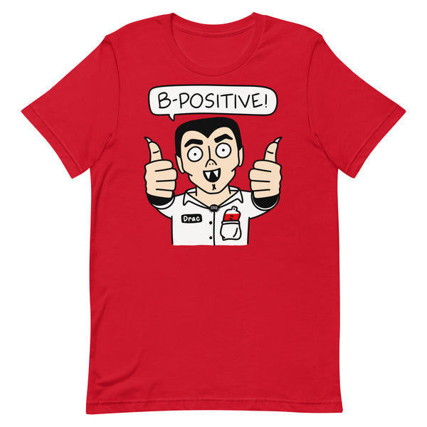 B-Positive! Funny Halloween Shirt with Dracula giving the thumbs up! Unisex t-shirt