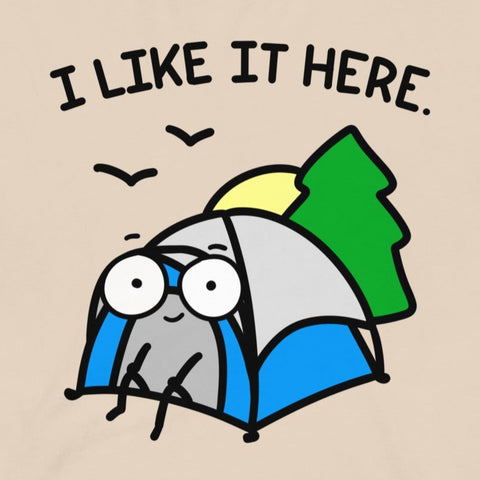 Cute camping tshirt nature t shirt happy camper tee I like it here content