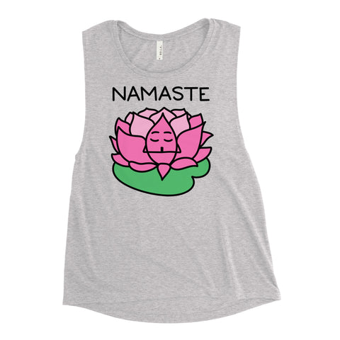 Namaste Lotus Meditation Yoga Ladies’ Muscle Tank