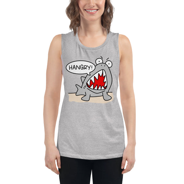 Hangry! Silly Beach Shark Ladies’ Muscle Tank