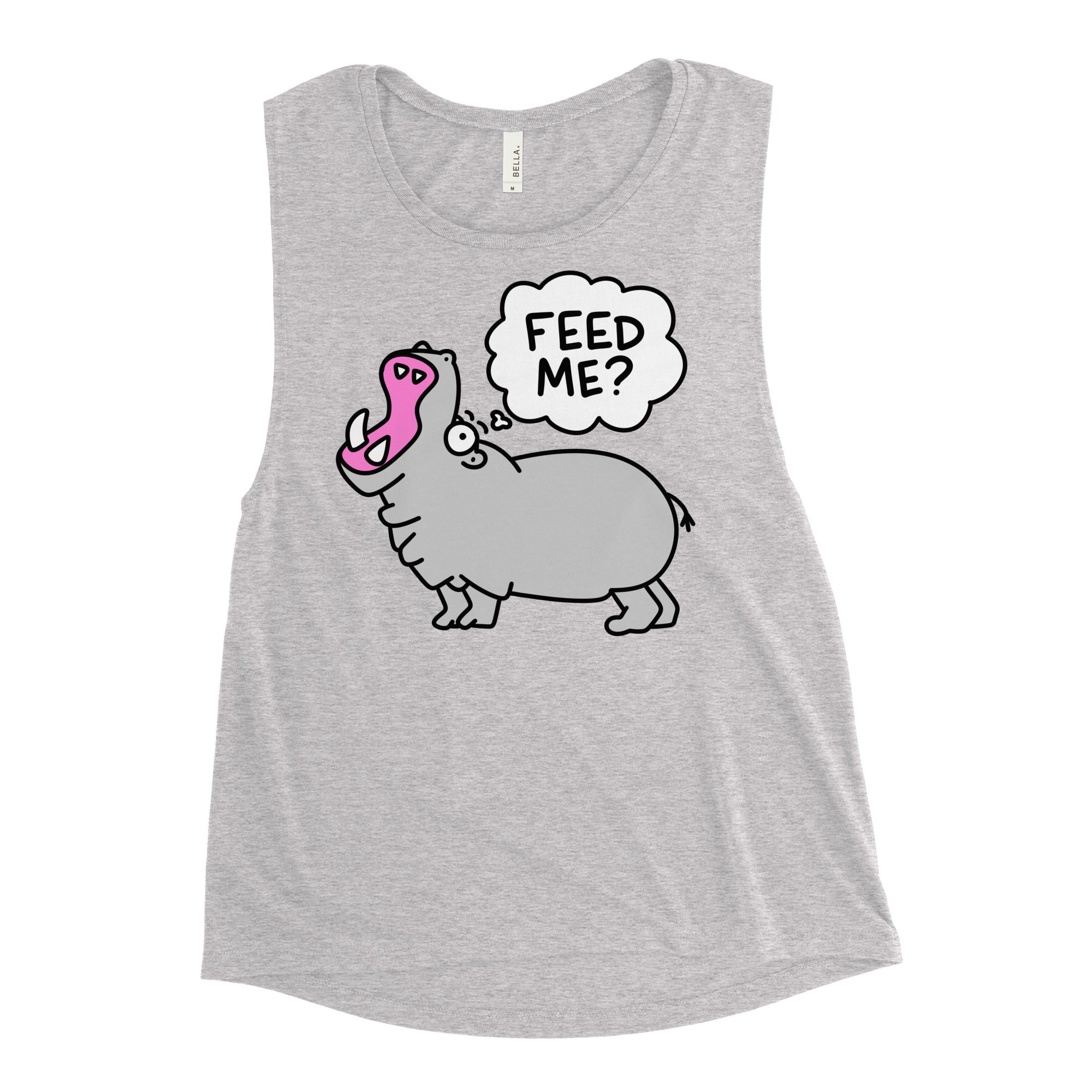 Feed me?! Funny hungry hippo Ladies’ Muscle Tank