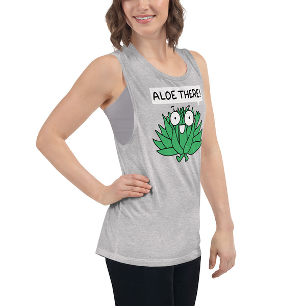 Aloe there! Cute Aloe Vera Plant Lady Ladies’ Muscle Tank