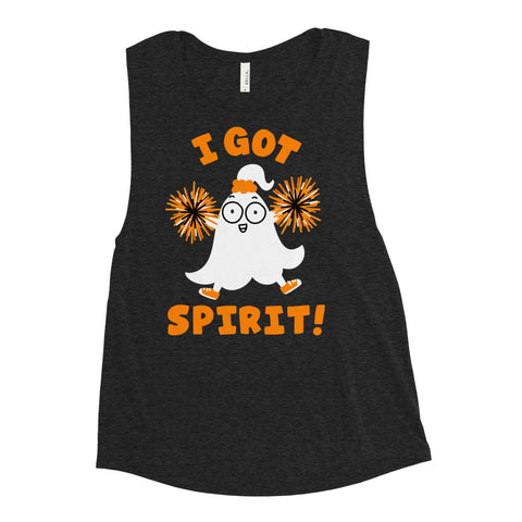 Funny Halloween "I Got Spirit!" Halloween Ghost Ladies’ Muscle Tank