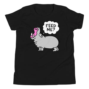 Funny Hungry Hippo, "Feed me?!" Youth Short Sleeve T-Shirt