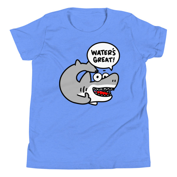 Funny Shark "Water's great!" Youth Short Sleeve T-Shirt