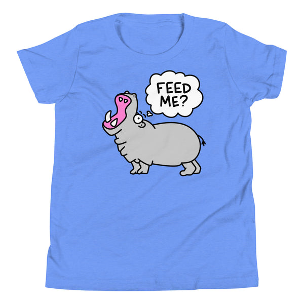 Funny Hungry Hippo, "Feed me?!" Youth Short Sleeve T-Shirt