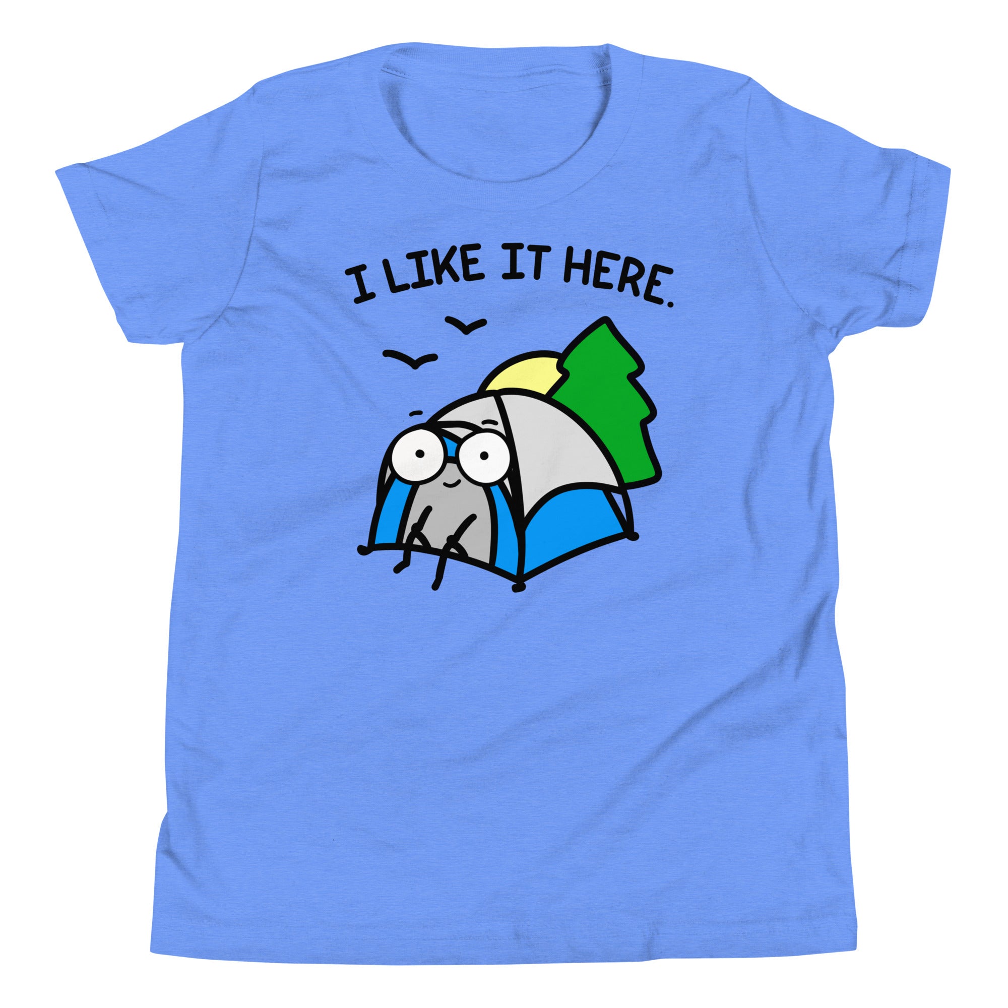 Cute camping, "I like it here" Youth Short Sleeve T-Shirt