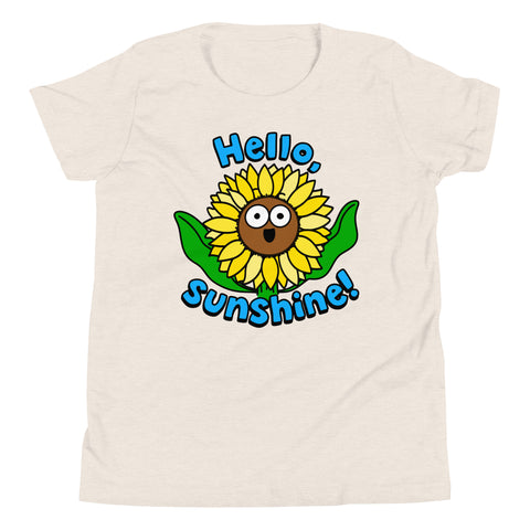 Cute Sunflower, "Hello, Sunshine!" Youth Short Sleeve T-Shirt