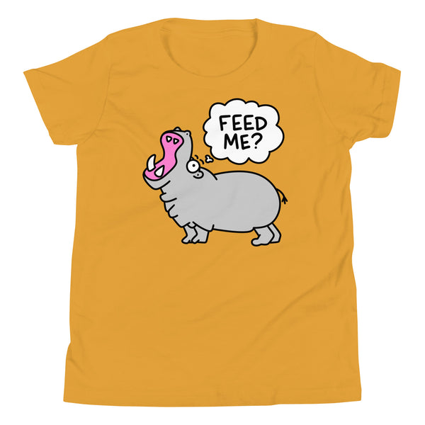 Funny Hungry Hippo, "Feed me?!" Youth Short Sleeve T-Shirt