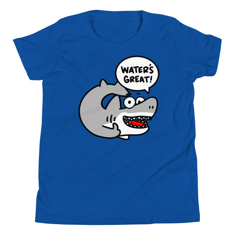 Funny Shark "Water's great!" Youth Short Sleeve T-Shirt