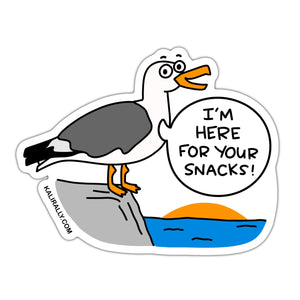I'm hear for your snacks beach sticker, seagull sticker, waterproof vinyl sticker