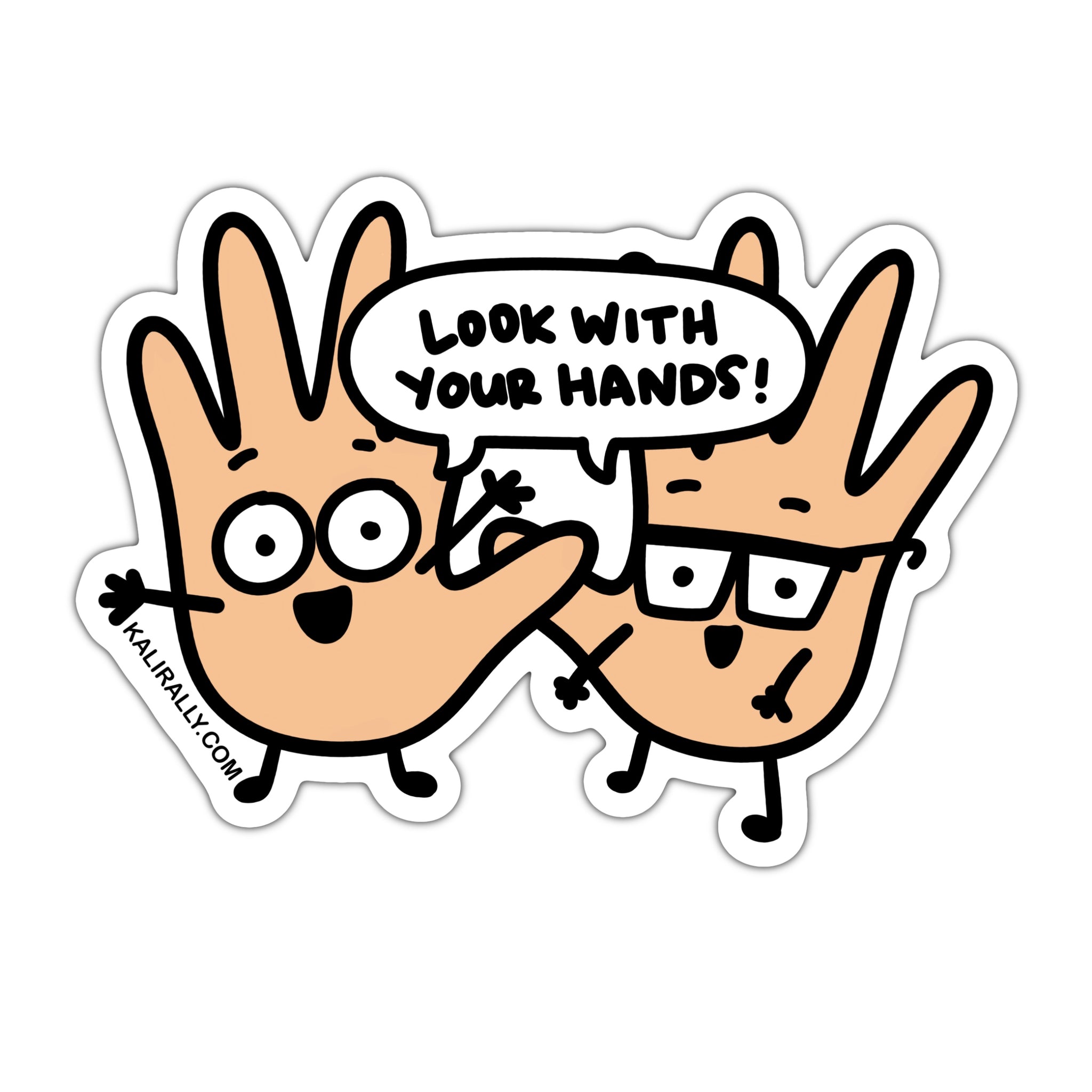 Look with your hands sticker with color variant, waterproof sticker