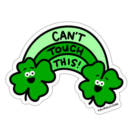 Can't touch this funny St. Patrick's Day sticker, four leaf clover sticker, waterproof vinyl sticker