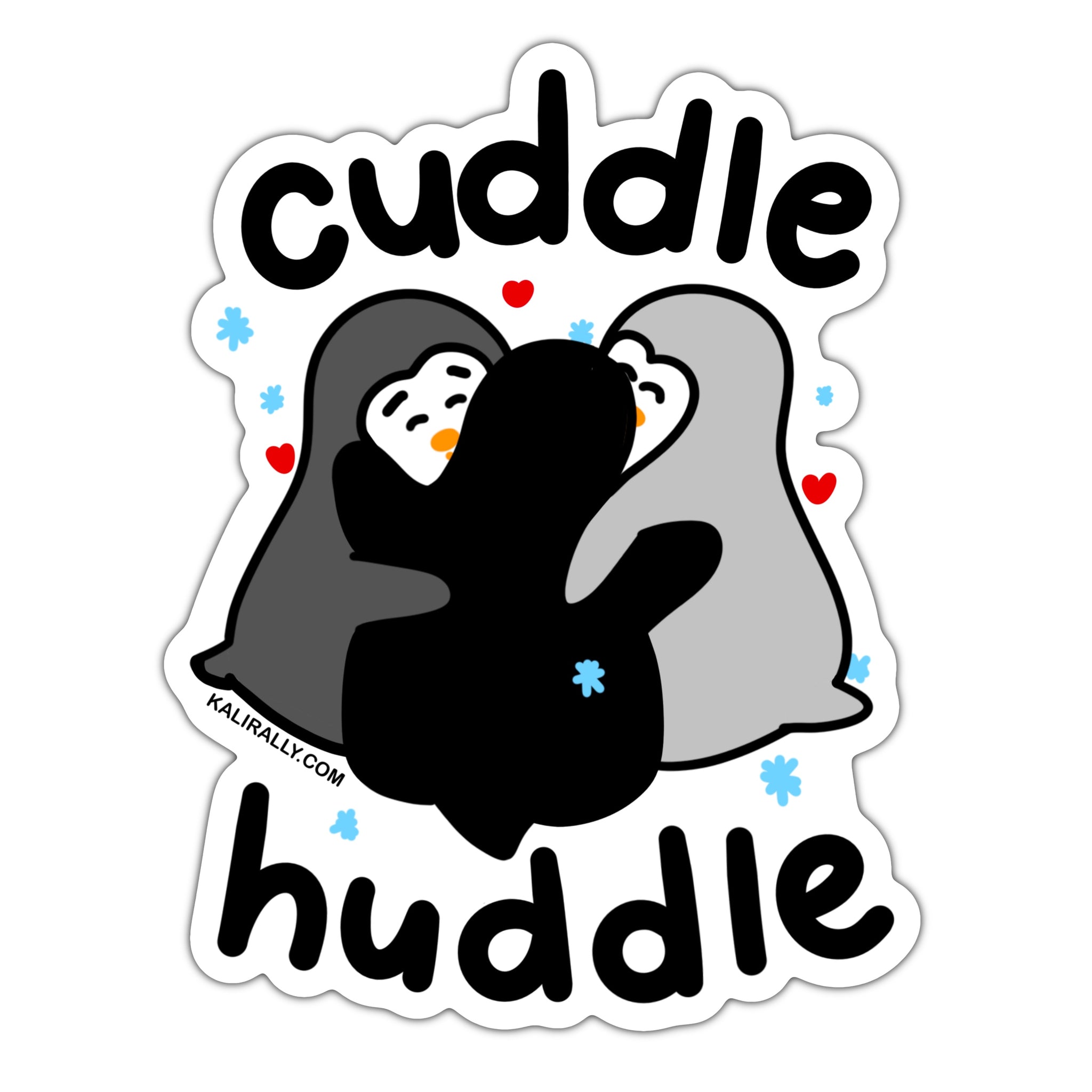 Cute penguin sticker, cuddle huddle, penguin family sticker hugging, waterproof vinyl sticker