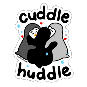 Cute penguin sticker, cuddle huddle, penguin family sticker hugging, waterproof vinyl sticker