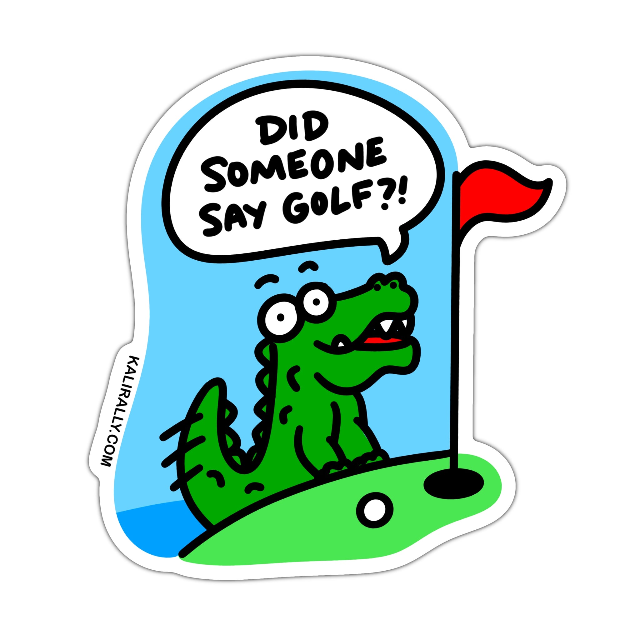 Did someone say golf funny Florida golf sticker with alligator, waterproof sticker