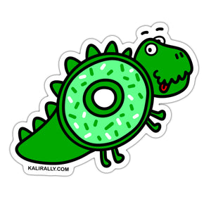 Donutsaurus sticker, declious dinosaur donut sticker, funny donut sticker, waterproof vinyl sticker