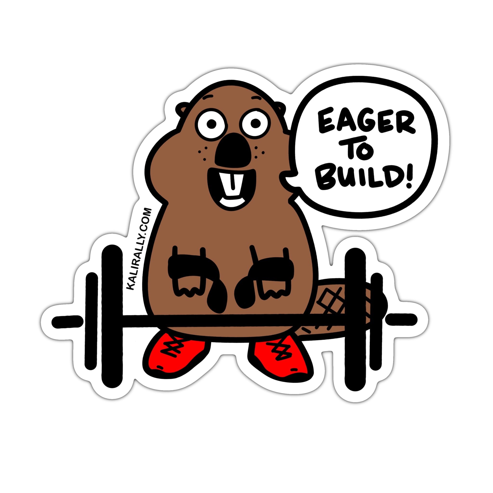 Funny weightlifting sticker, eager beaver to lift, bodybuilding decal, waterproof sticker