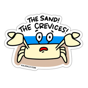 Funny Sandcrab sticker, I hate sand sticker, cute beach sticker, waterproof vinyl sticker