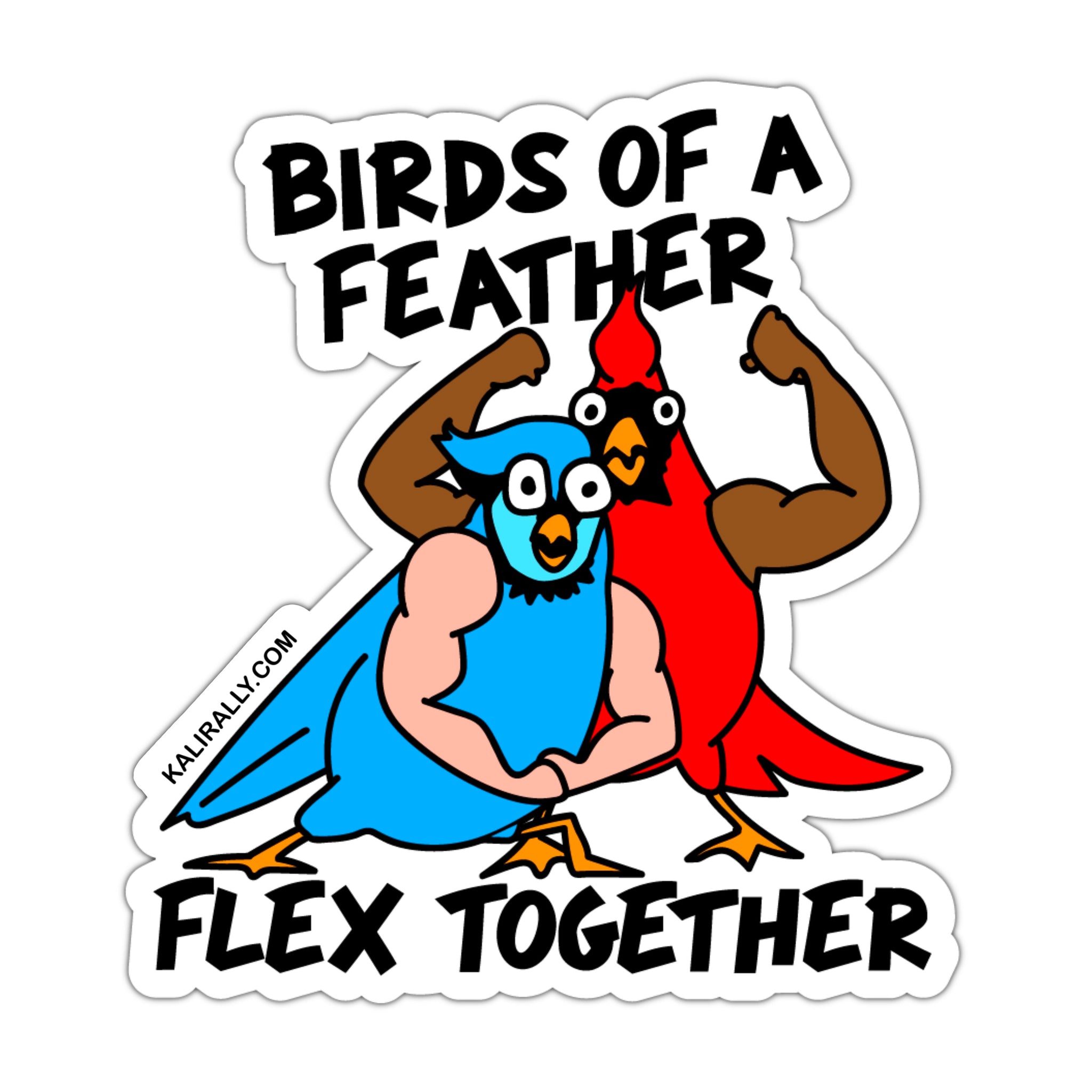 Funny birds with arms sticker, CrossFit sticker, bodybuilding sticker, waterproof vinyl sticker
