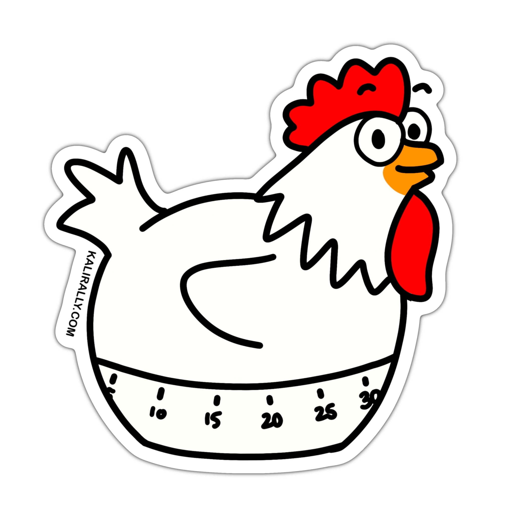Funny chicken timer sticker, cute recipe book sticker, waterproof vinyl sticker for kitchen