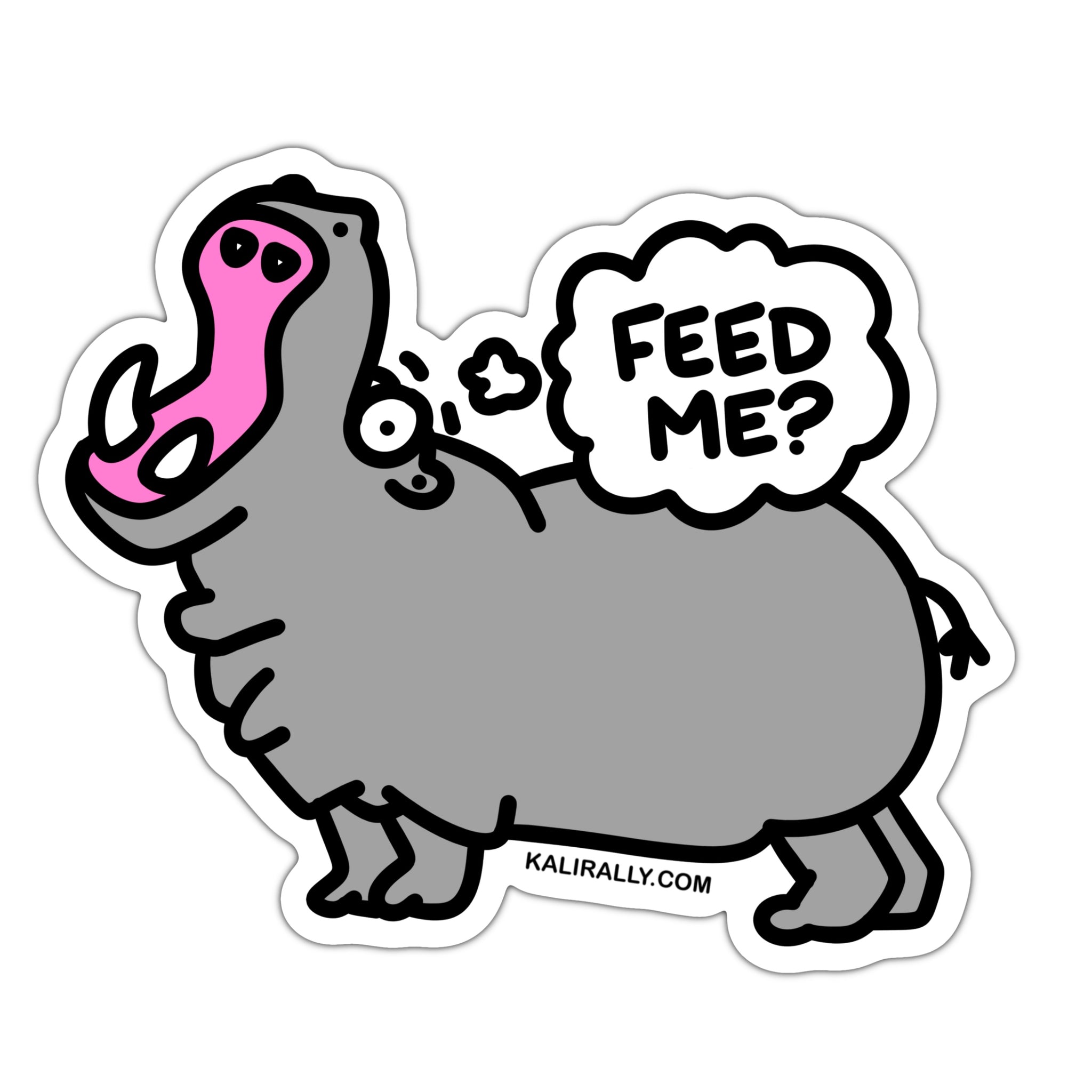 Funny feed me hippo sticker, food sticker, eating sticker, snacks sticker, waterproof vinyl sticker