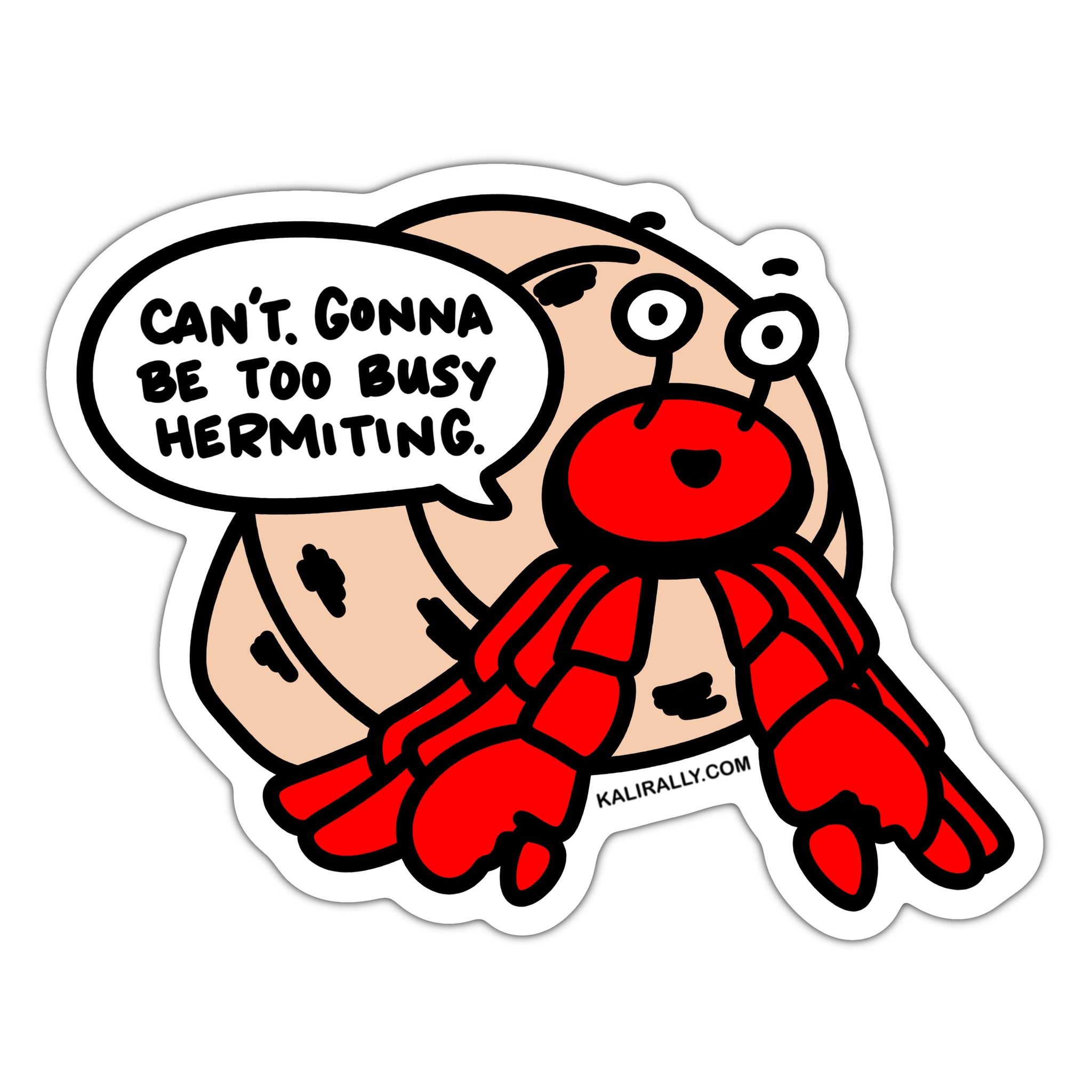 Funny introvert sticker, hermit crab sticker, too busy hermiting beach decal, waterproof vinyl sticker