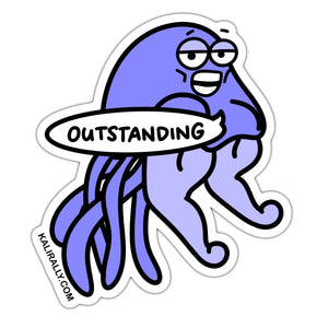 Funny jelly fish sticker, silly beach sticker, bodybuilding decal, waterproof vinyl sticker