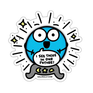 Funny taco sticker, fortune teller sticker, waterproof sticker