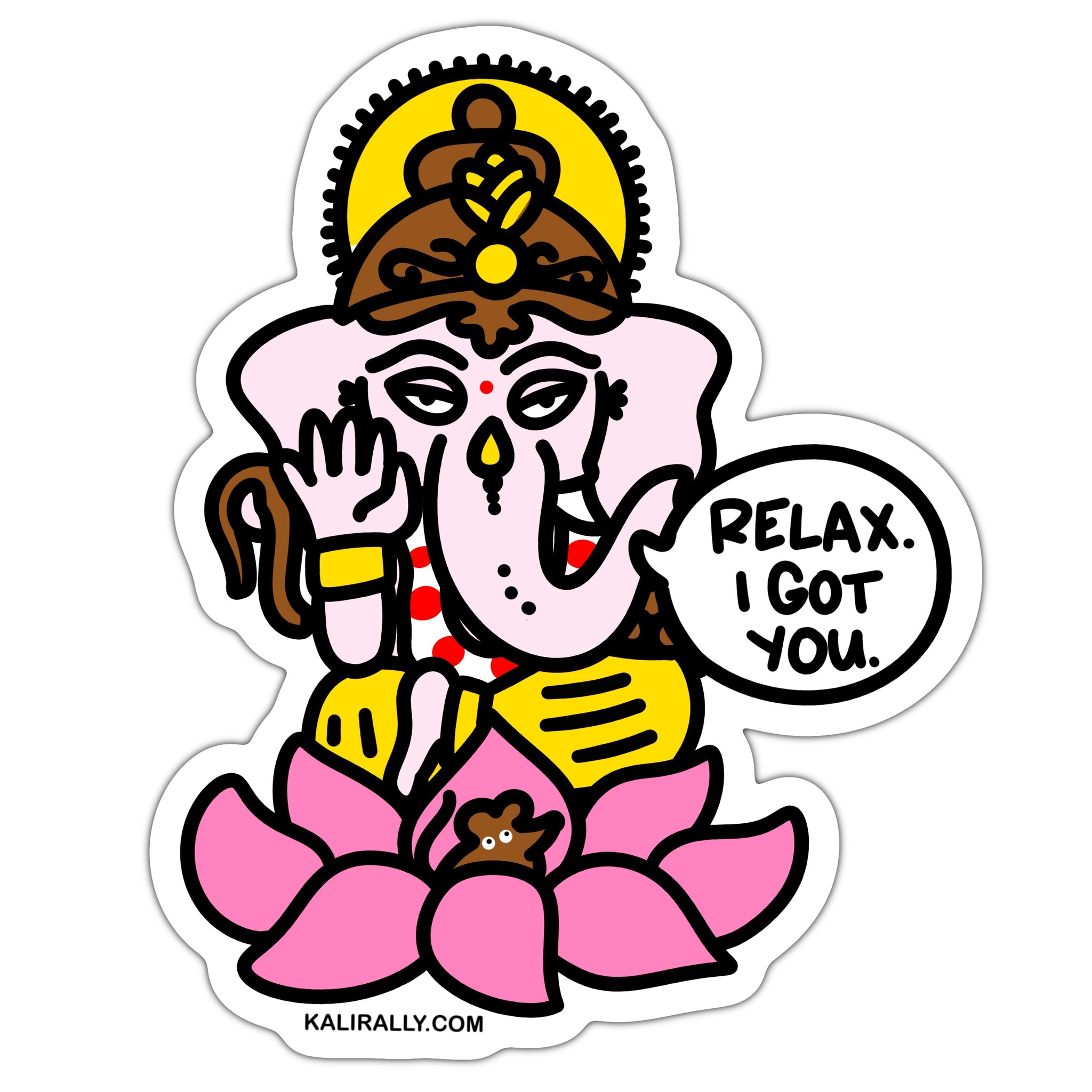 Ganesh sticker, "Relax. I got you." Hindu sticker, Desi sticker, elephant god sticker, waterproof vinyl sticker