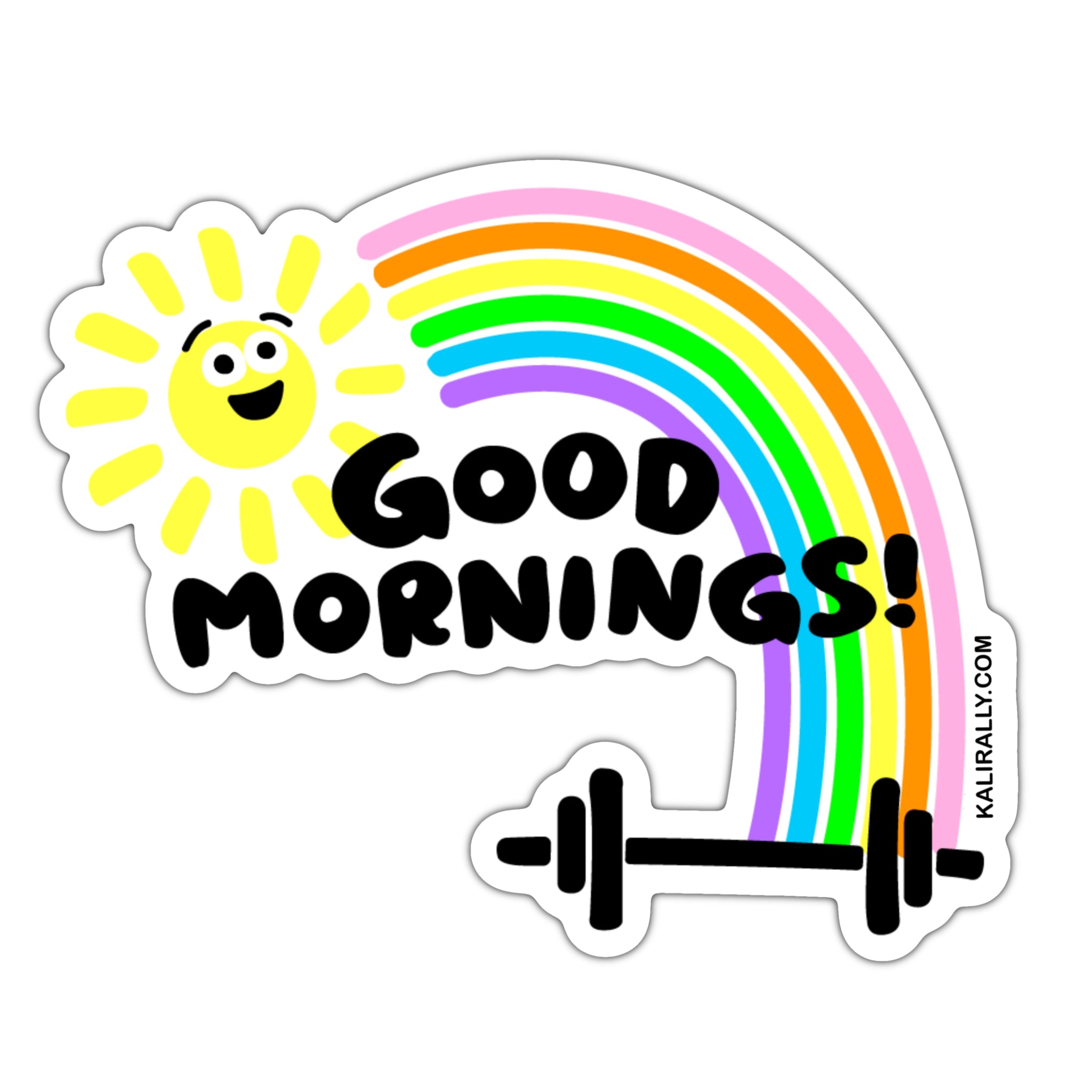 Good mornings cute weightlifting sticker, punny Crossfit sticker, barbell sticker, waterproof vinyl sticker