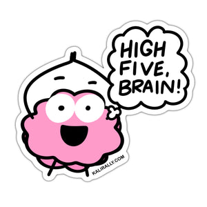 High-five, brain! sticker, funny good job sticker, silly waterproof vinyl sticker