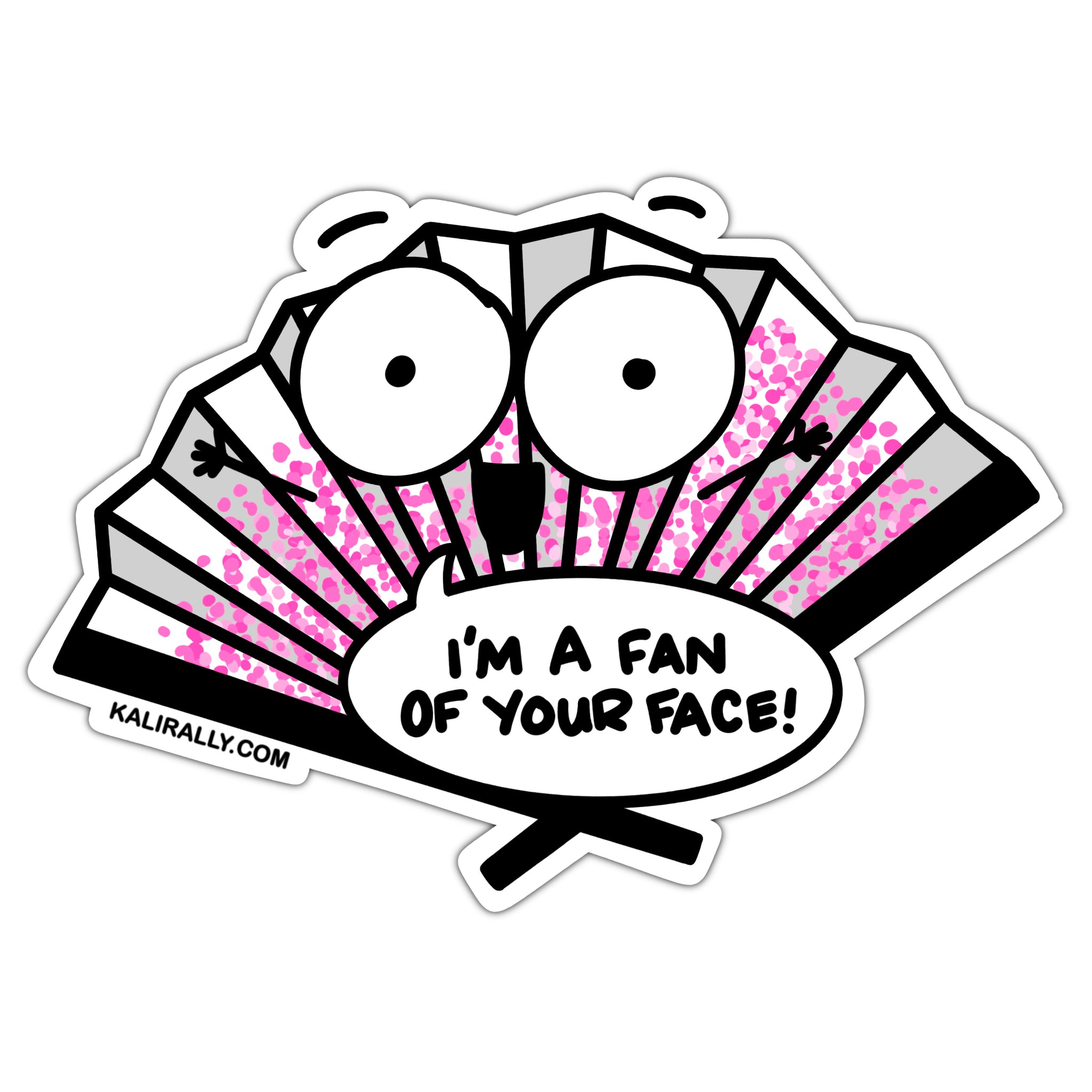 Funny I'm a fan of your face sticker, silly Cherry Blossom handheld fan decal, friend sticker, waterproof vinyl sticker