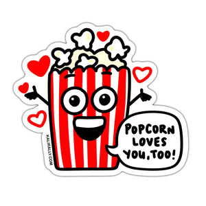 Popcorn sticker for popcorn fanatic, movie popcorn sticker, waterproof sticker