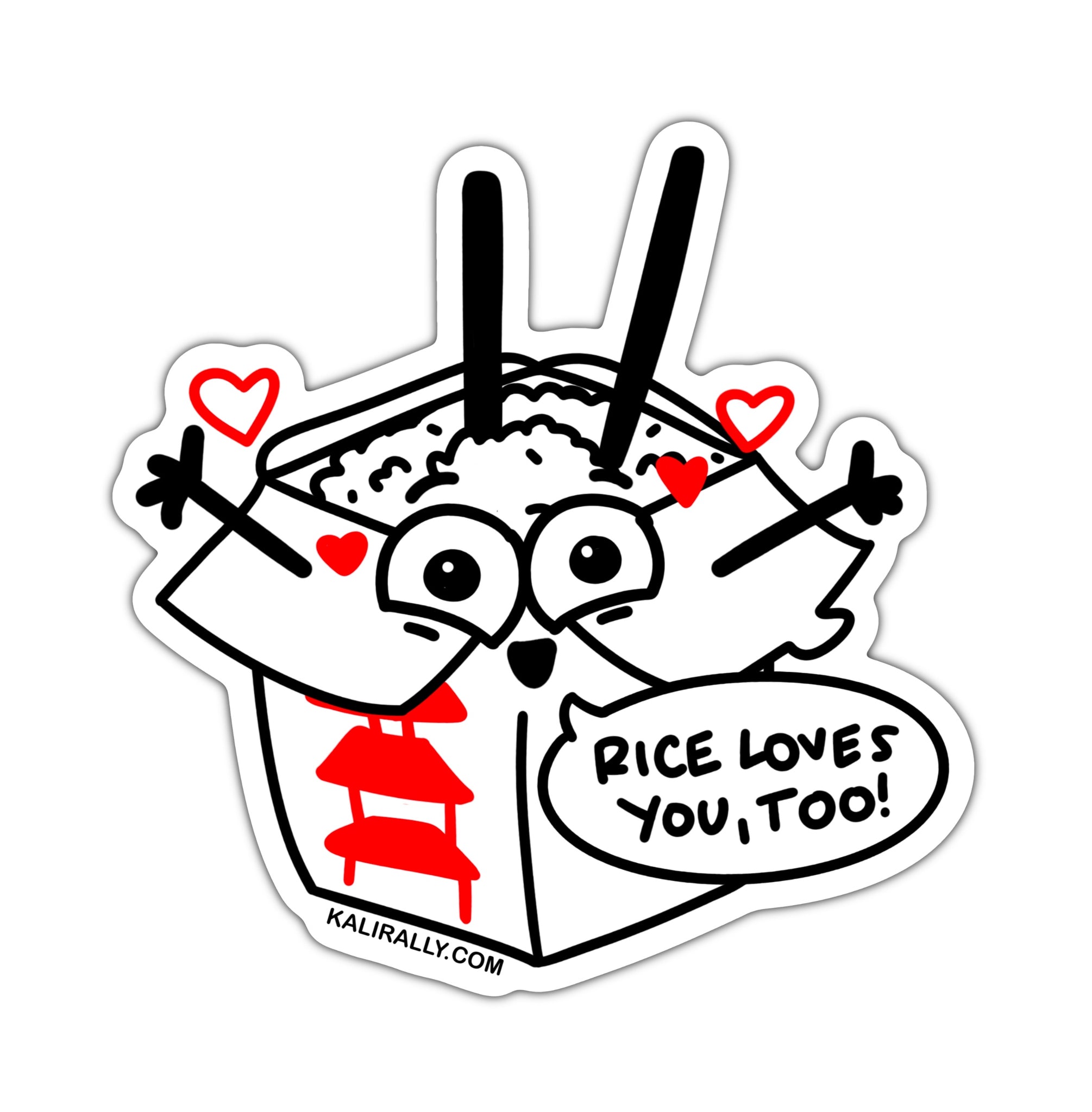I love rice sticker, Chinese food sticker, waterproof sticker